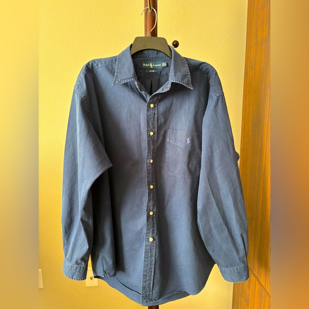 Ralph Lauren Men's Casual Navy Button Down Shirt